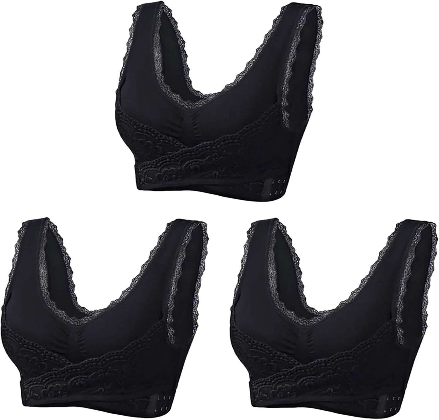 3 Pack Kendally Bra, Kendally Comfy Corset Bra Front Cross Side Buckle Lace Bras Wireless Push Up Slim and Shape Bra