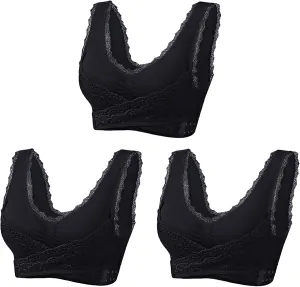 3 Pack Kendally Bra, Kendally Comfy Corset Bra Front Cross Side Buckle Lace Bras Wireless Push Up Slim and Shape Bra