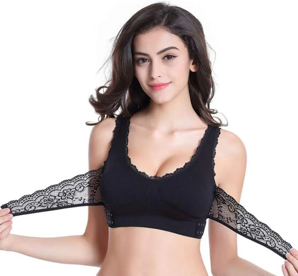 3 Pack Kendally Bra, Kendally Comfy Corset Bra Front Cross Side Buckle Lace Bras Wireless Push Up Slim and Shape Bra