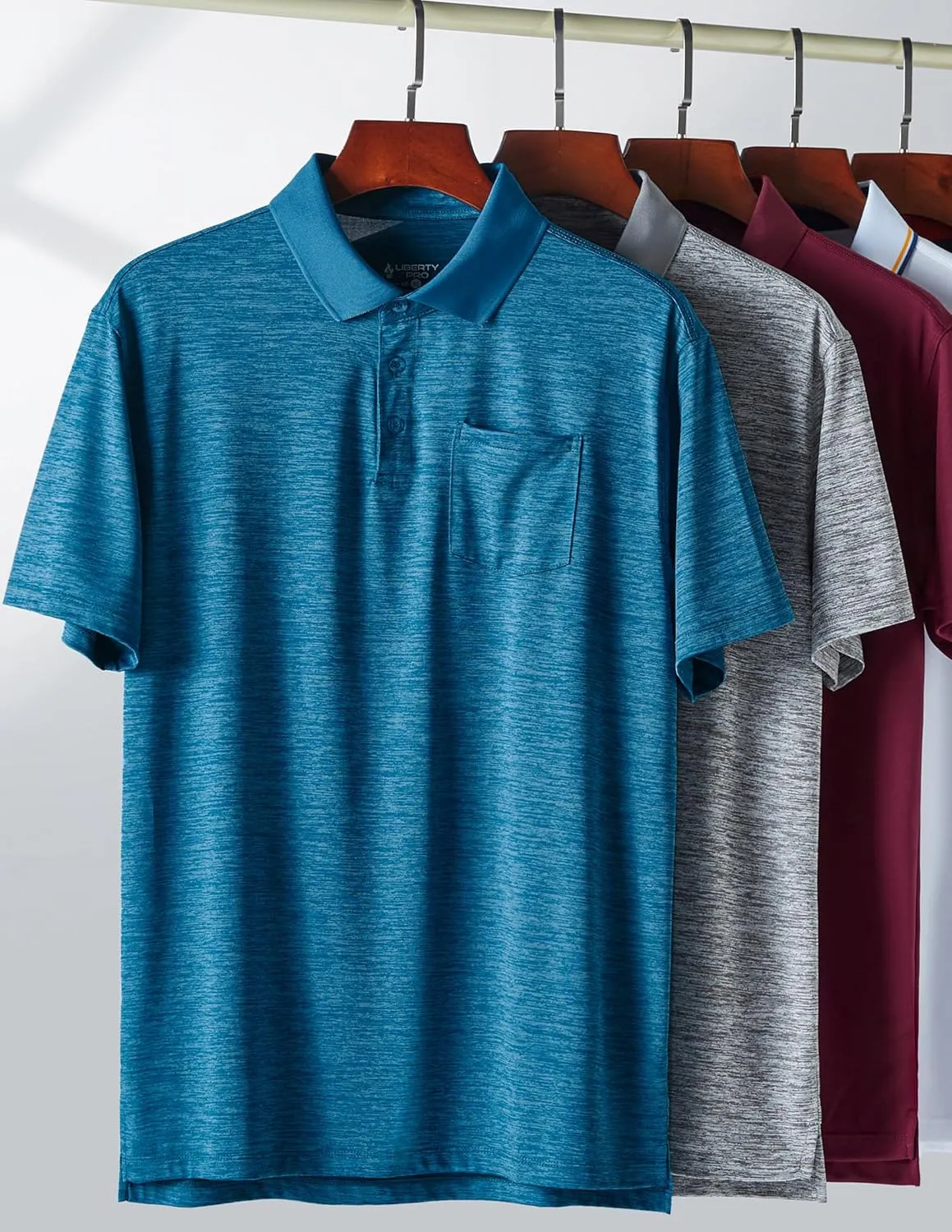 3-Pack Mens Golf Shirt Performance Sport Short Sleeve Moisture Wicking Dry Fit Golf Polo Active Shirts for Men