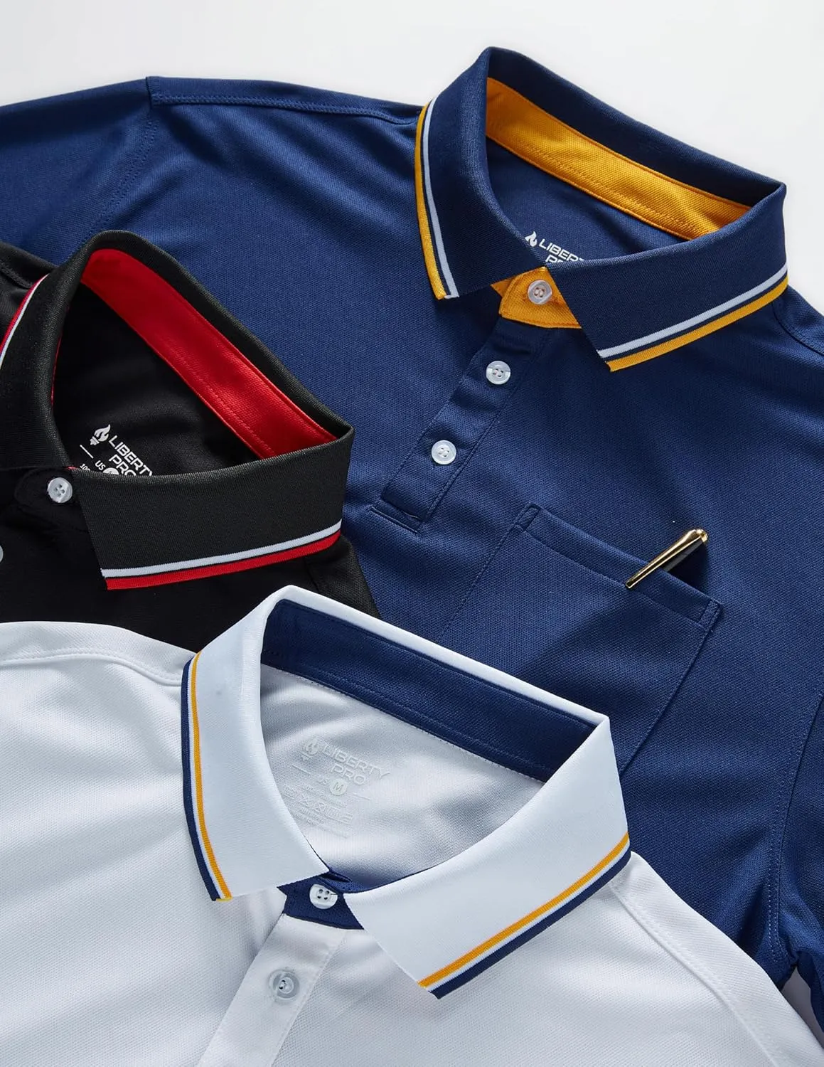 3-Pack Mens Golf Shirt Performance Sport Short Sleeve Moisture Wicking Dry Fit Golf Polo Active Shirts for Men