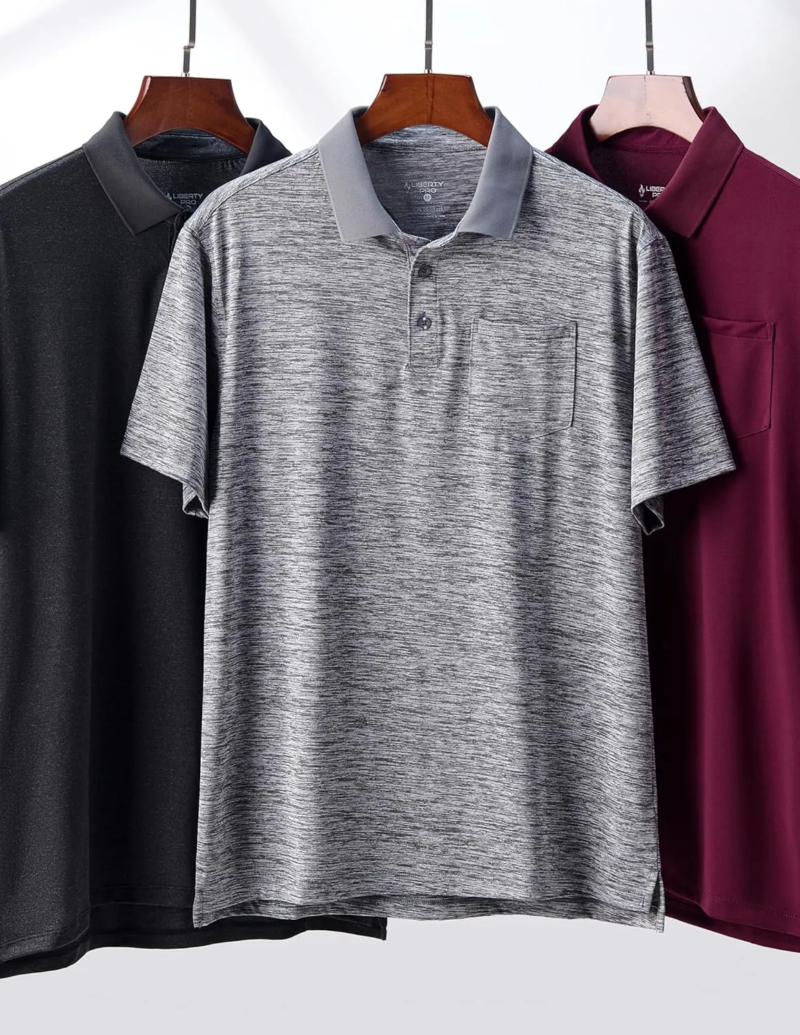 3-Pack Mens Golf Shirt Performance Sport Short Sleeve Moisture Wicking Dry Fit Golf Polo Active Shirts for Men
