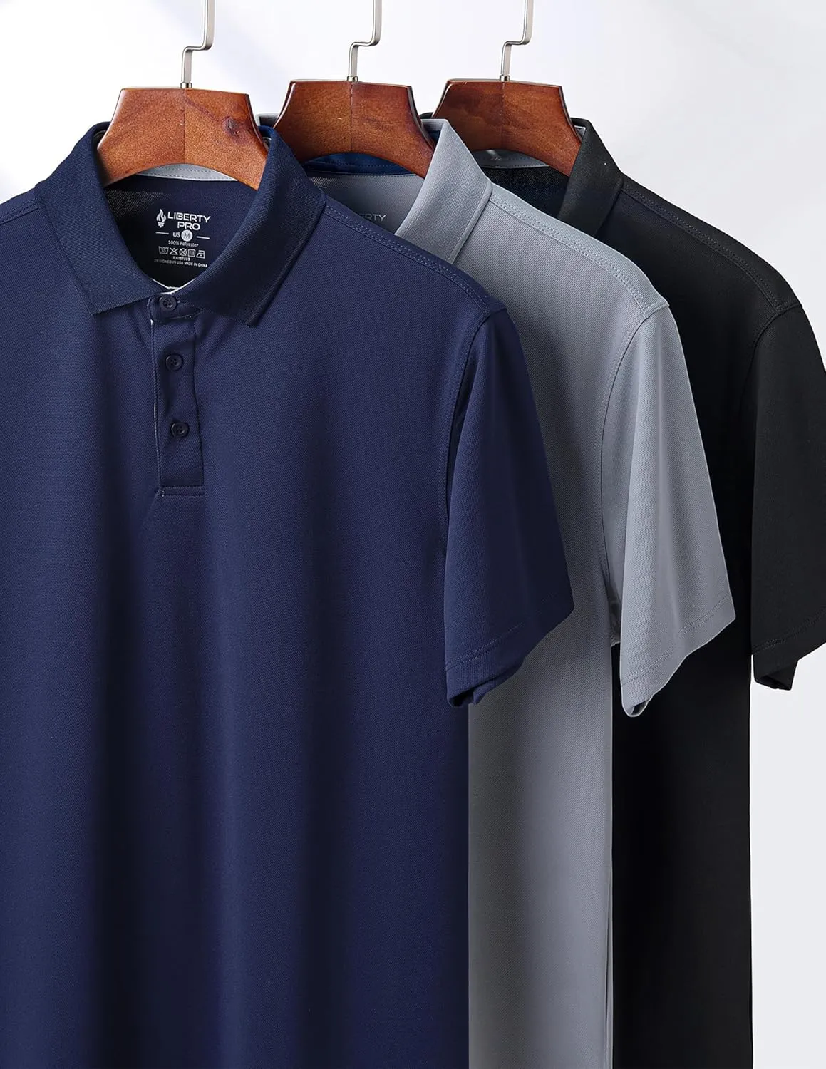 3-Pack Mens Golf Shirt Performance Sport Short Sleeve Moisture Wicking Dry Fit Golf Polo Active Shirts for Men