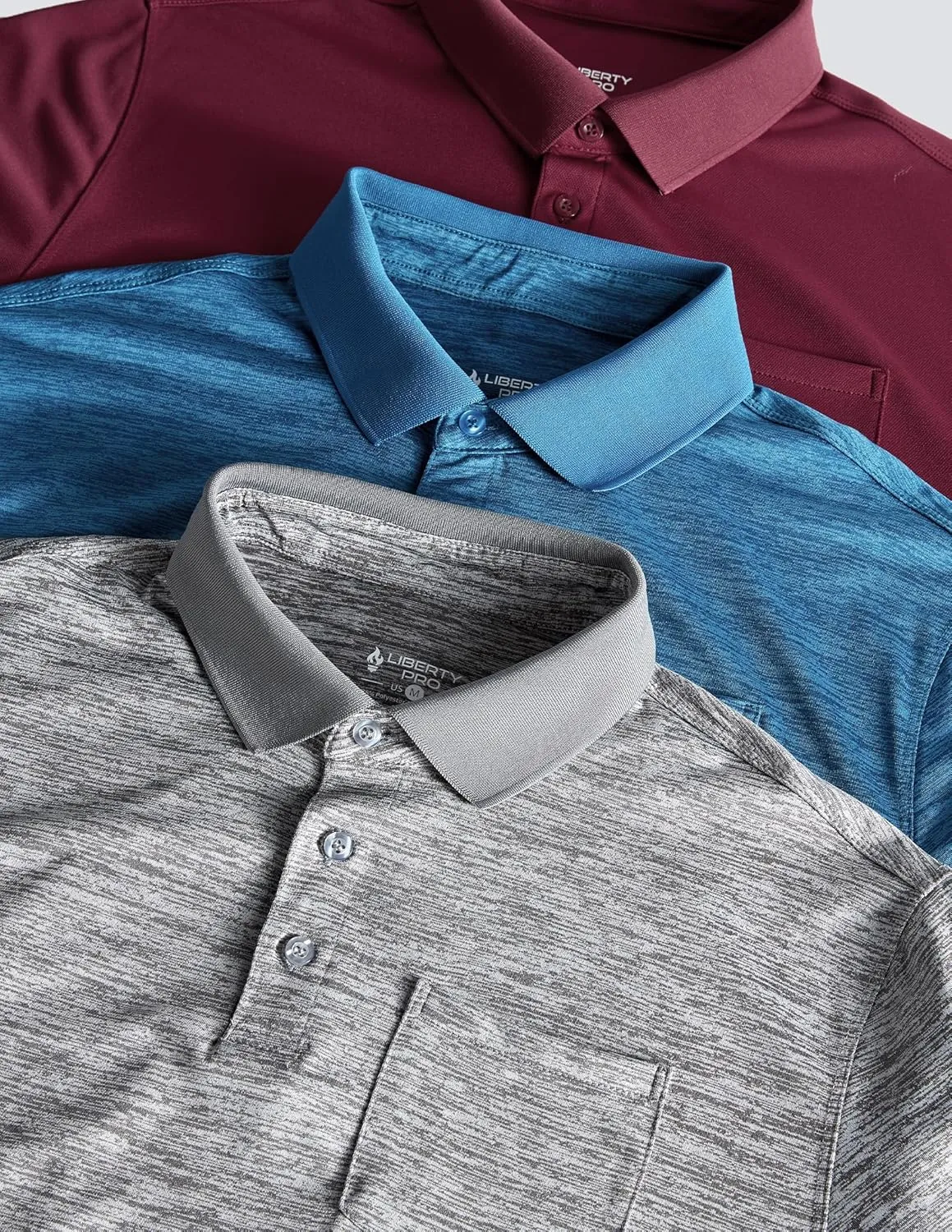 3-Pack Mens Golf Shirt Performance Sport Short Sleeve Moisture Wicking Dry Fit Golf Polo Active Shirts for Men