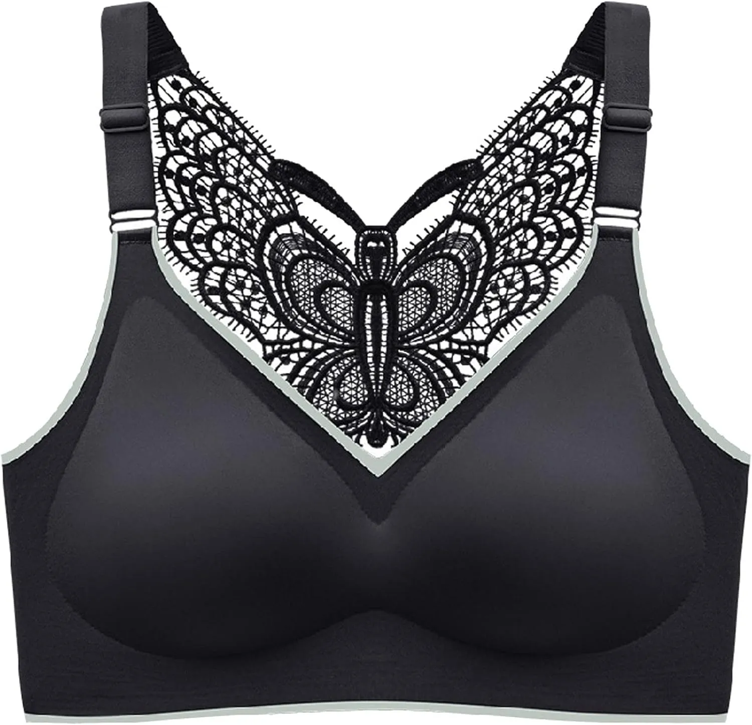 3 Pcs Women's Push Up Bra Lace Butterfly Back Push Up Non Padded Wirefree Bras Sexy Plunge Bralette Seamless Yoga Bras
