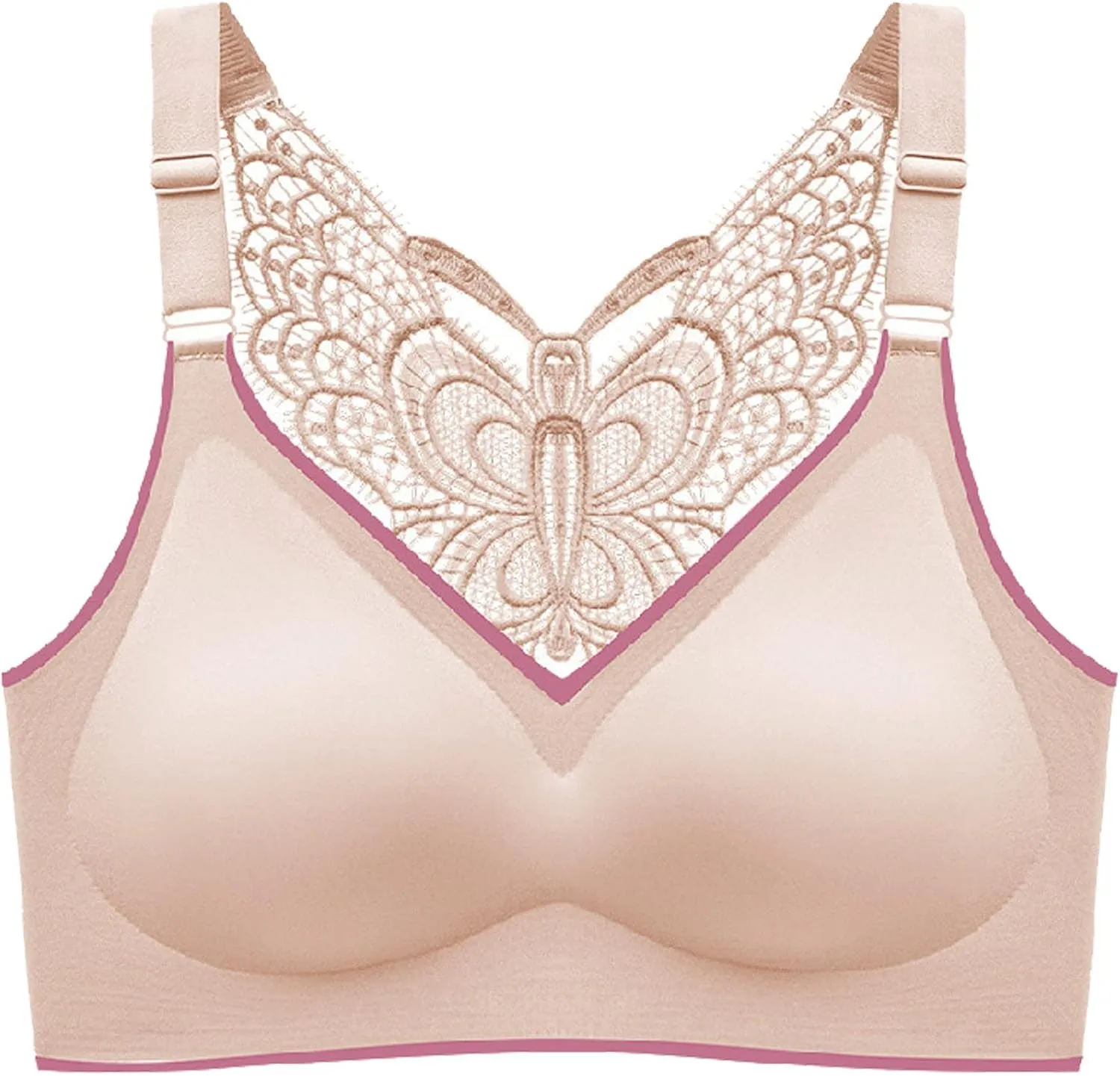 3 Pcs Women's Push Up Bra Lace Butterfly Back Push Up Non Padded Wirefree Bras Sexy Plunge Bralette Seamless Yoga Bras