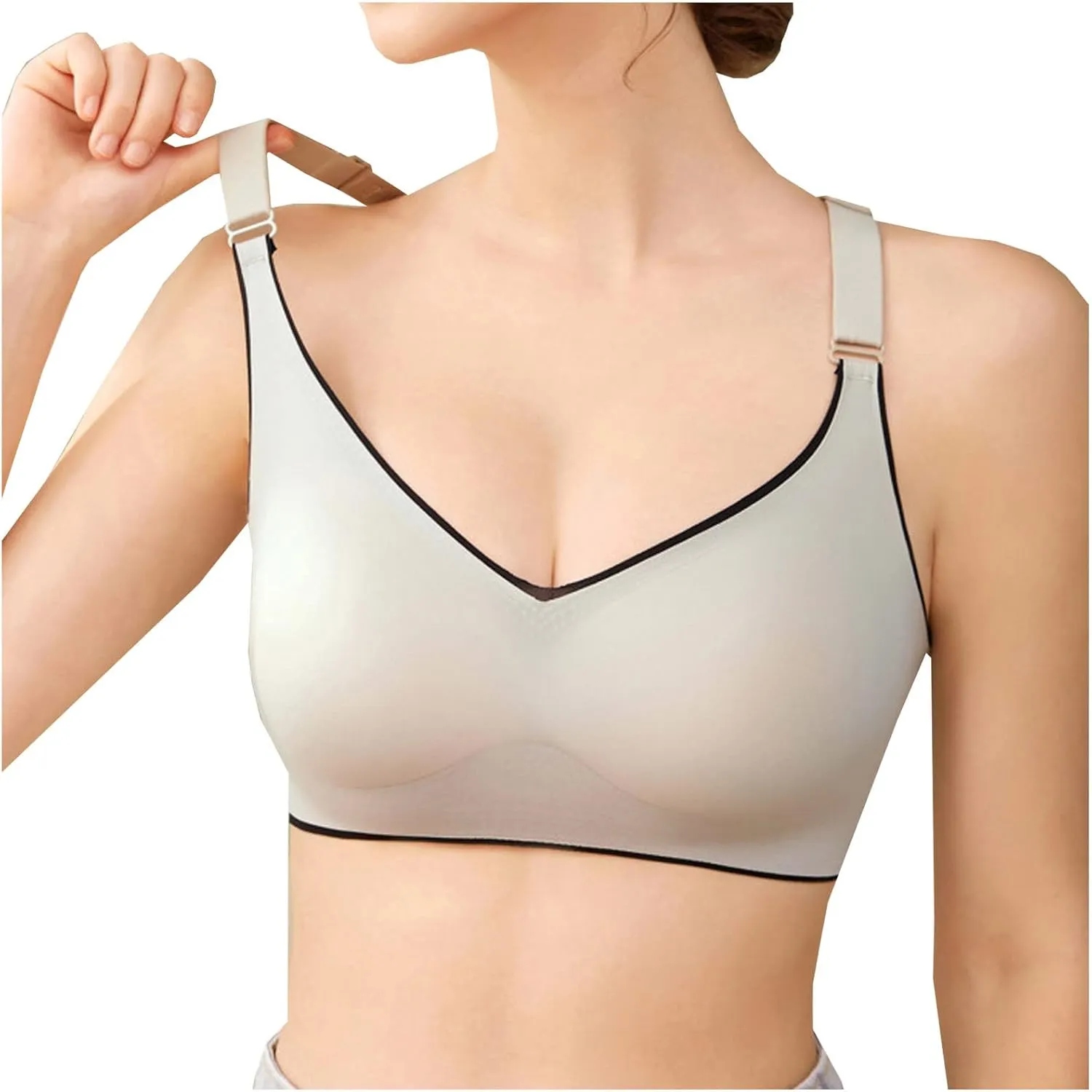 3 Pcs Women's Push Up Bra Lace Butterfly Back Push Up Non Padded Wirefree Bras Sexy Plunge Bralette Seamless Yoga Bras