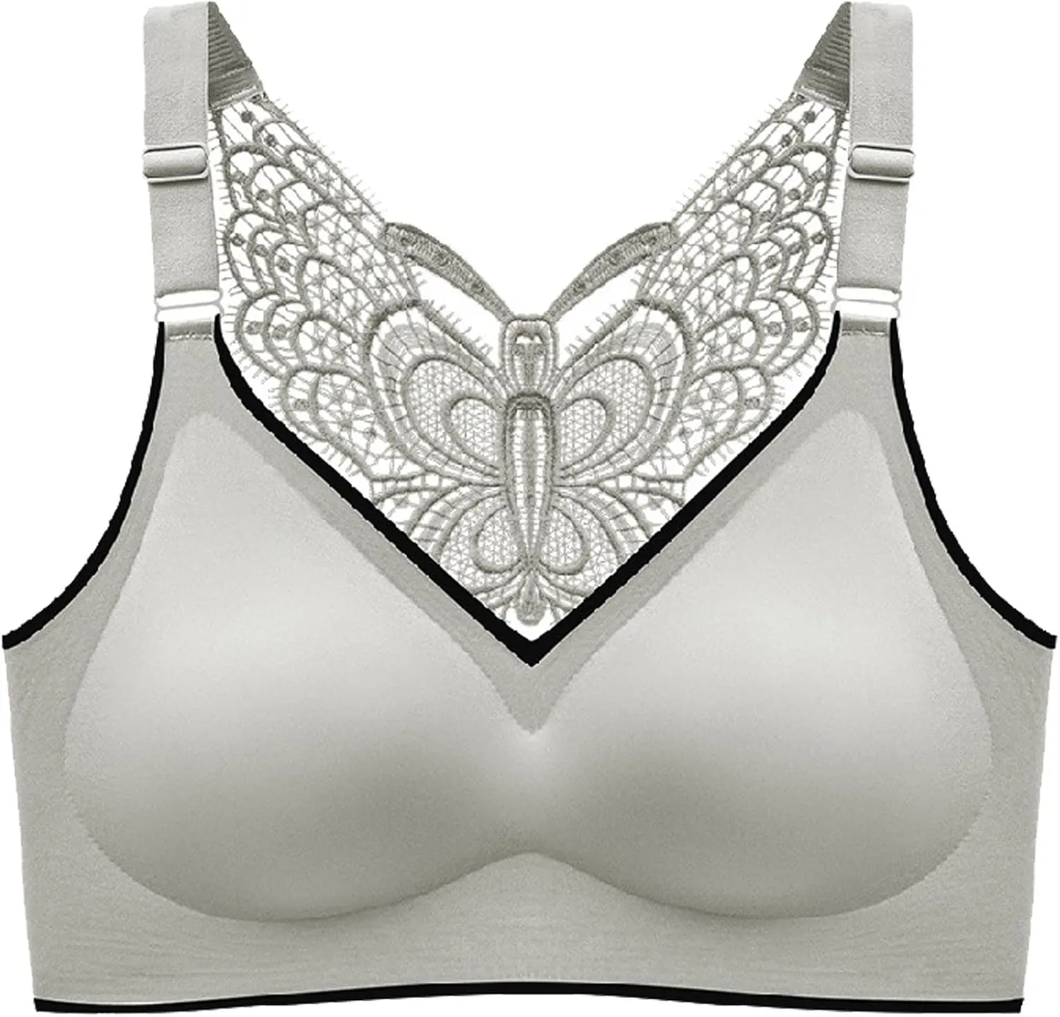3 Pcs Women's Push Up Bra Lace Butterfly Back Push Up Non Padded Wirefree Bras Sexy Plunge Bralette Seamless Yoga Bras