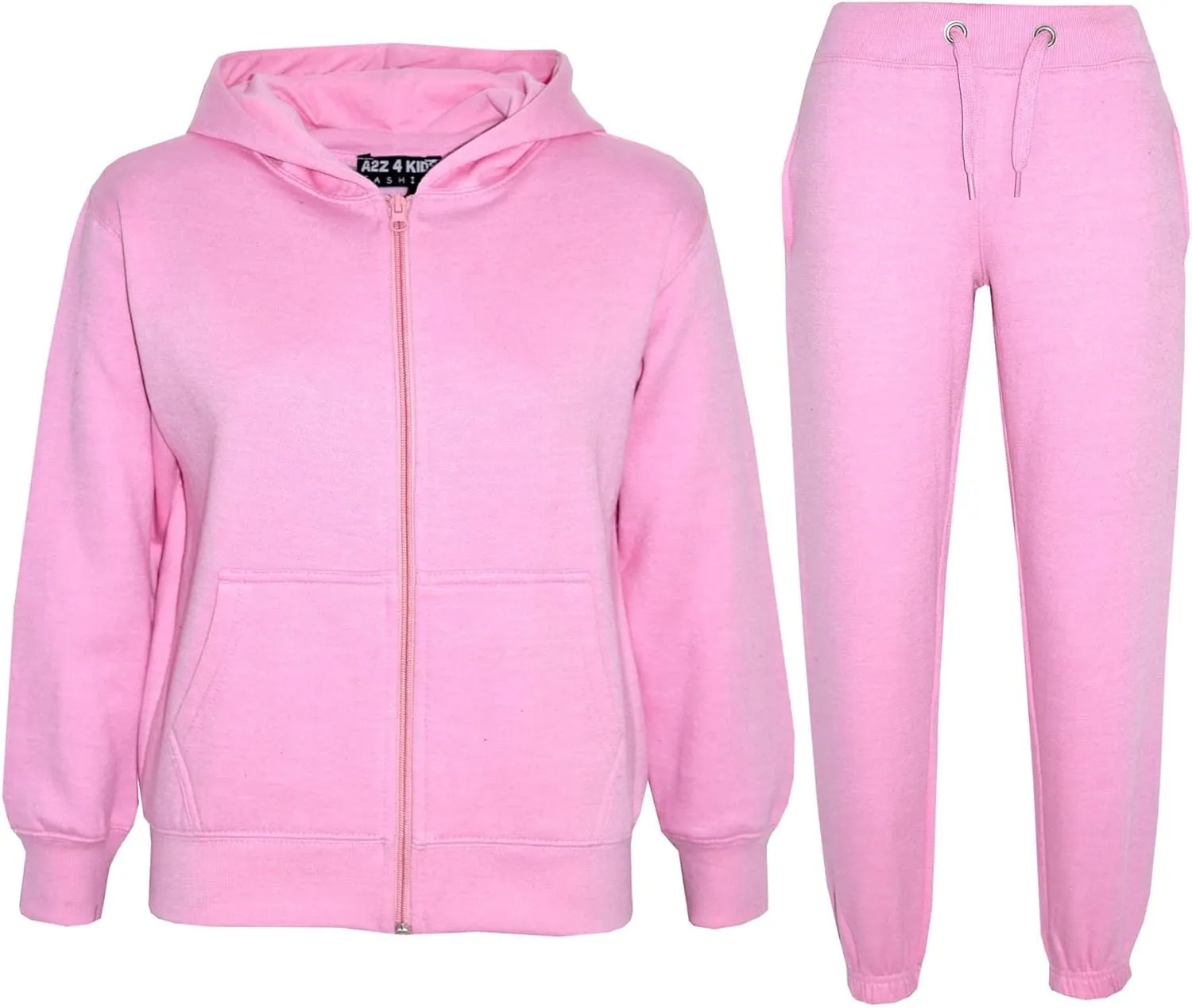 A2Z 4 Kids Unisex Plain Tracksuit Hoodie with Joggers Jogging Sweatpants Sports Activewear Set Girls Boys Age 2-13 years