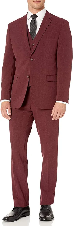 Adam Baker Men's Single Breasted Stretch Slim Fit Stretch 2-Button Vested Suit Set - Colors