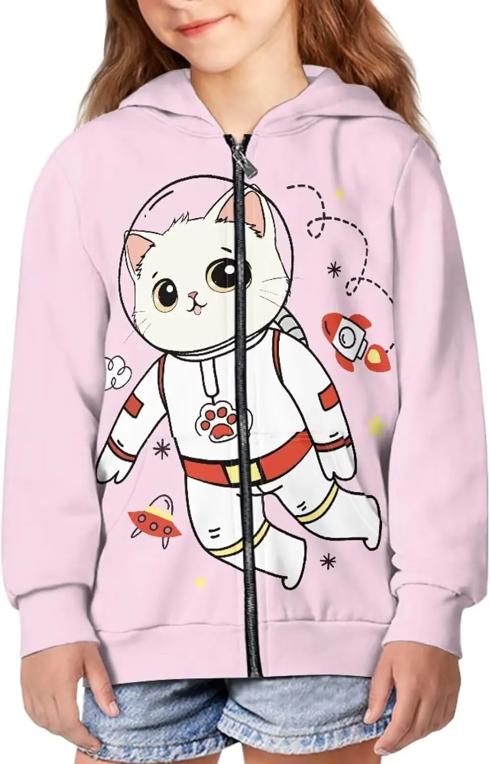 AFPANQZ Unisex Kids Zipper Up Hoodies Long-Sleeve Hoodie Sweatshirts Activewear Full Zipper Hoodies Thin Coat S-XL