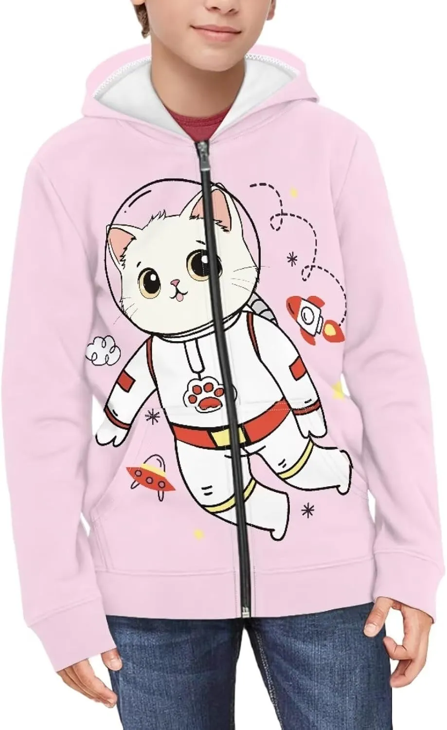 AFPANQZ Unisex Kids Zipper Up Hoodies Long-Sleeve Hoodie Sweatshirts Activewear Full Zipper Hoodies Thin Coat S-XL