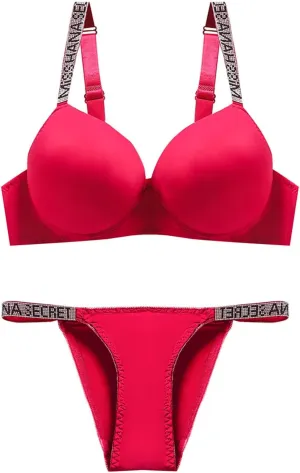 Akklian Women's Padded Bra and Panty Set Full Coverage Push Up Underwire Daily Bralettes for Women with Support Underwear Set
