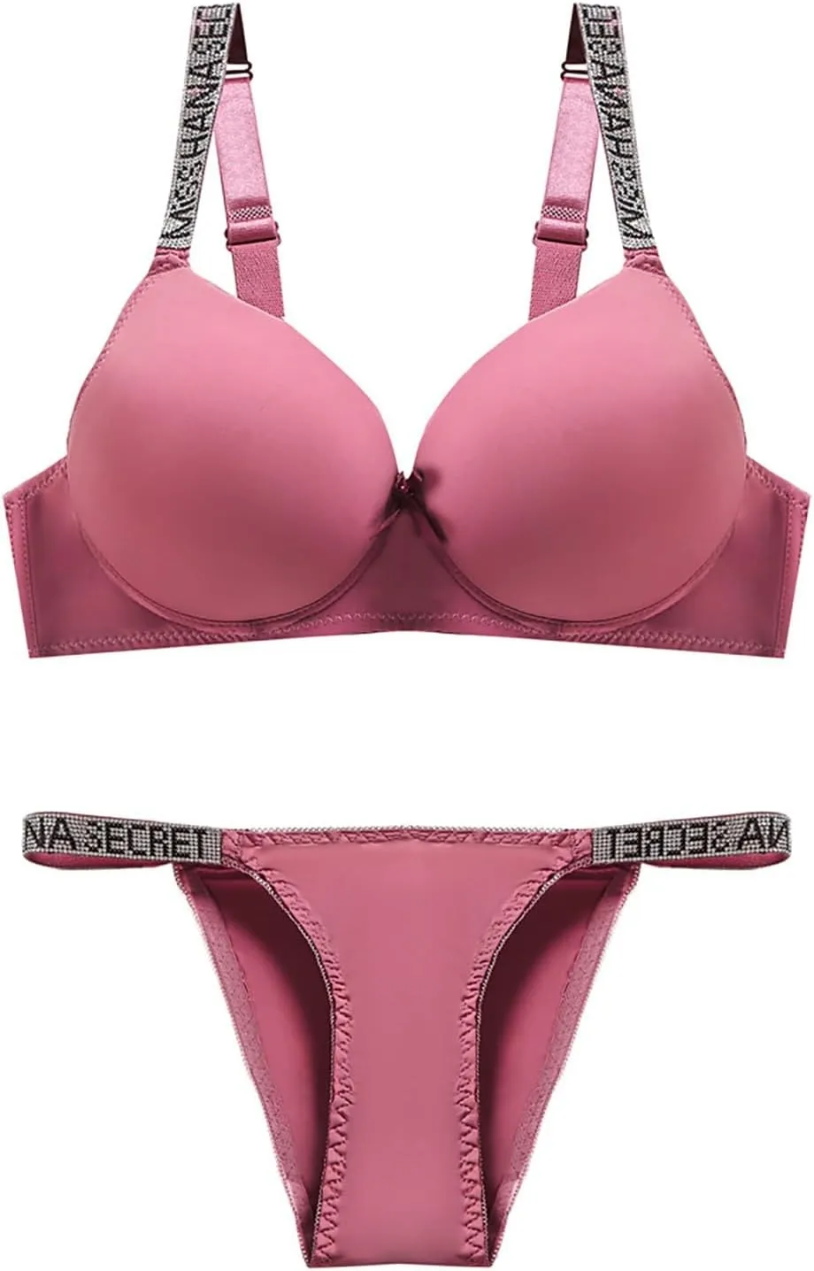 Akklian Women's Padded Bra and Panty Set Full Coverage Push Up Underwire Daily Bralettes for Women with Support Underwear Set
