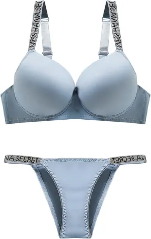 Akklian Women's Padded Bra and Panty Set Full Coverage Push Up Underwire Daily Bralettes for Women with Support Underwear Set