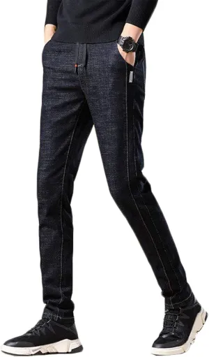 Andongnywell Men Stretch Skinny Jeans Slim Fit Stretch Straight Leg Fashion Denim Pants with Zip Trousers