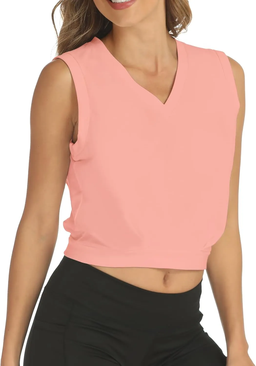 ARRIVE GUIDE Crop Tops Athletic Shirts for Women Yoga Top Running Gym Workout Tank Shirt