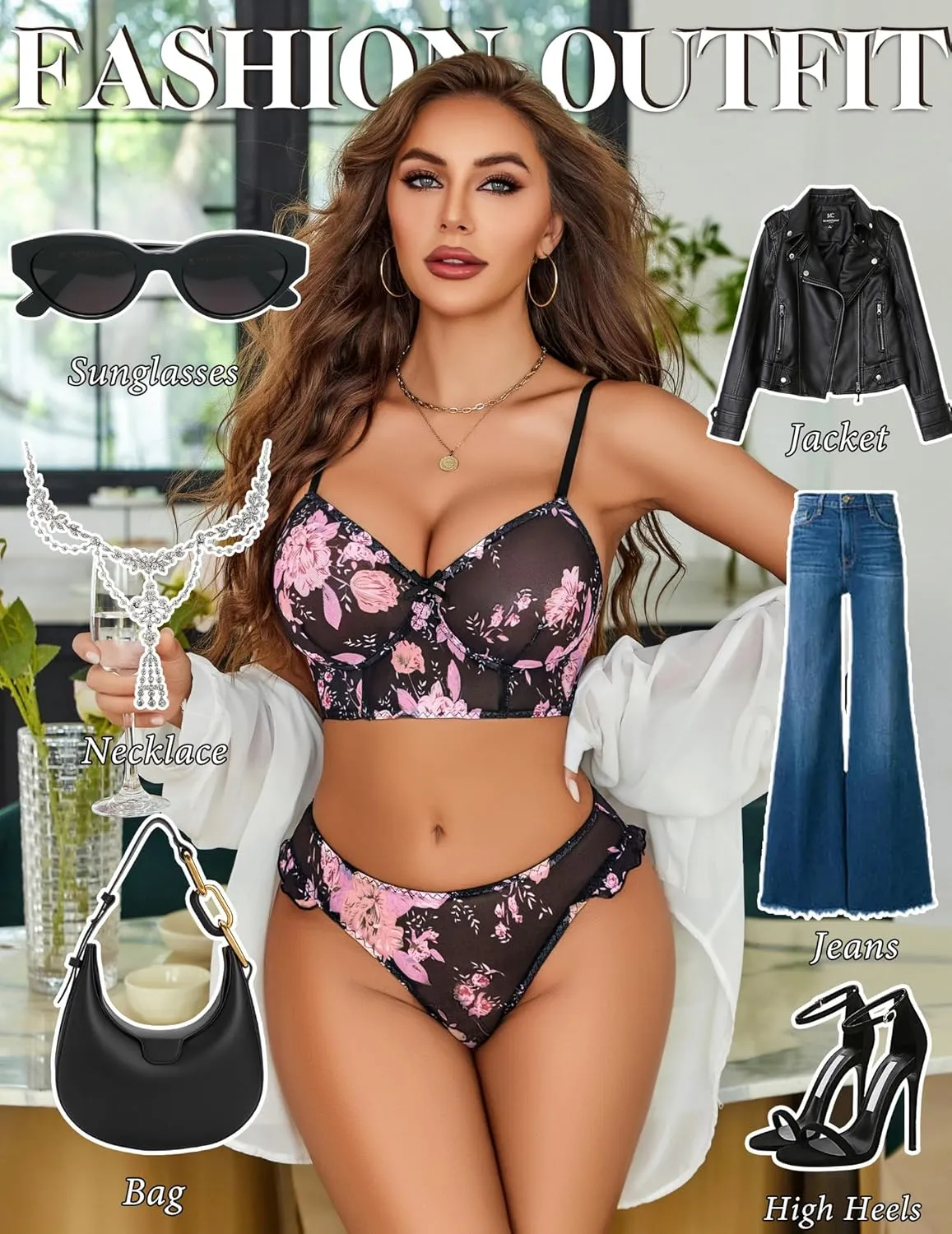 Avidlove Women's Lingerie Sexy Mesh Bralette And Panty Sets 2 Pieces Matching Underwear Outfits S-XXL