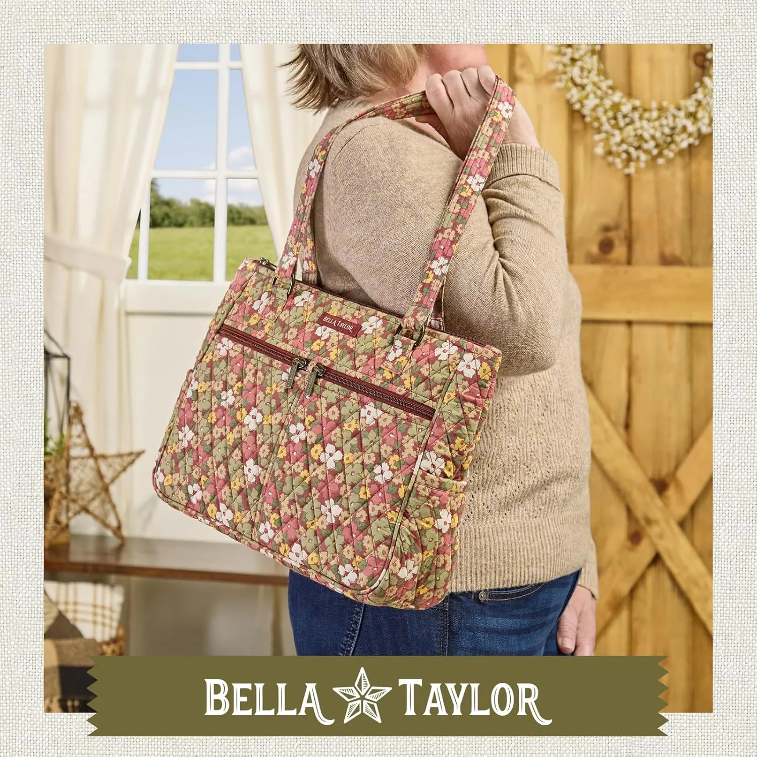 Bella Taylor Everyday Tote | Lightweight Quilted Fabric Handbags for Women