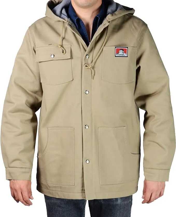 Ben Davis 385 Hooded Jacket, Front Snap (Khaki, 3XL)