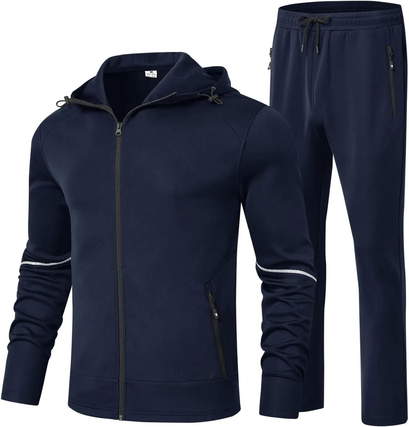 BGOWATU Men's Tracksuits Set Full Zip Jacket Hoodie Sweatsuit Running Sport Pants Outfits for Men with Zipper Pockets