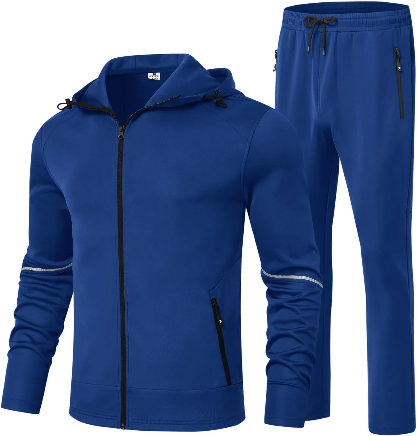 BGOWATU Men's Tracksuits Set Full Zip Jacket Hoodie Sweatsuit Running Sport Pants Outfits for Men with Zipper Pockets