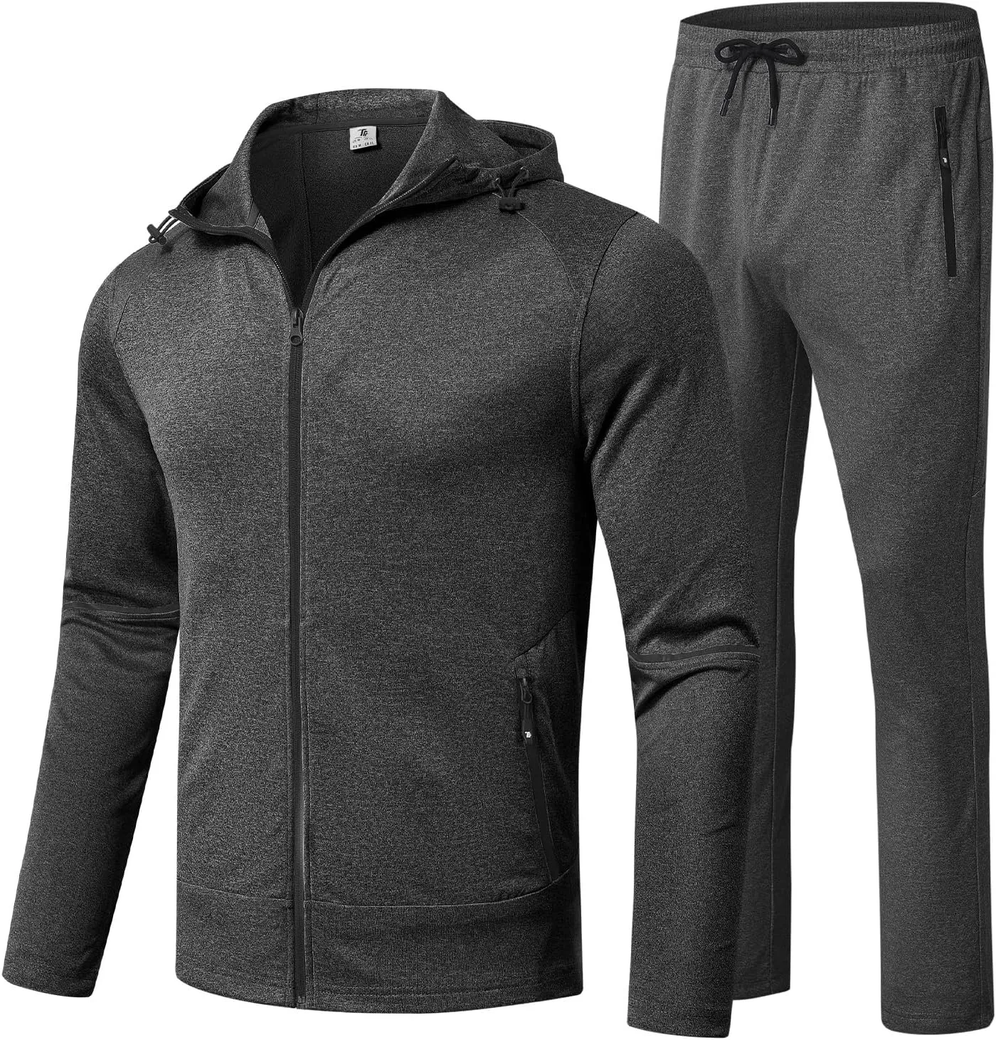 BGOWATU Men's Tracksuits Set Full Zip Jacket Hoodie Sweatsuit Running Sport Pants Outfits for Men with Zipper Pockets