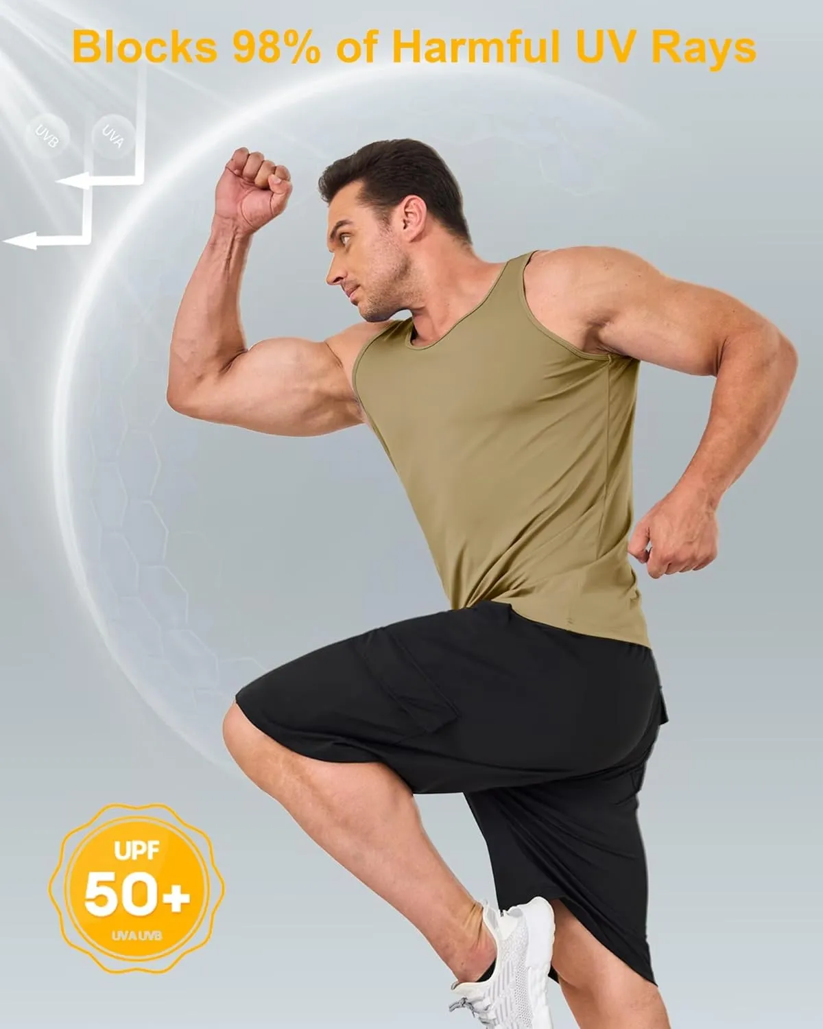 Boladeci Men's Tank Top Workout Athletic Quick Dry Lightweight Summer Beach Gym UPF 50  Sun Protection Sleeveless Shirts