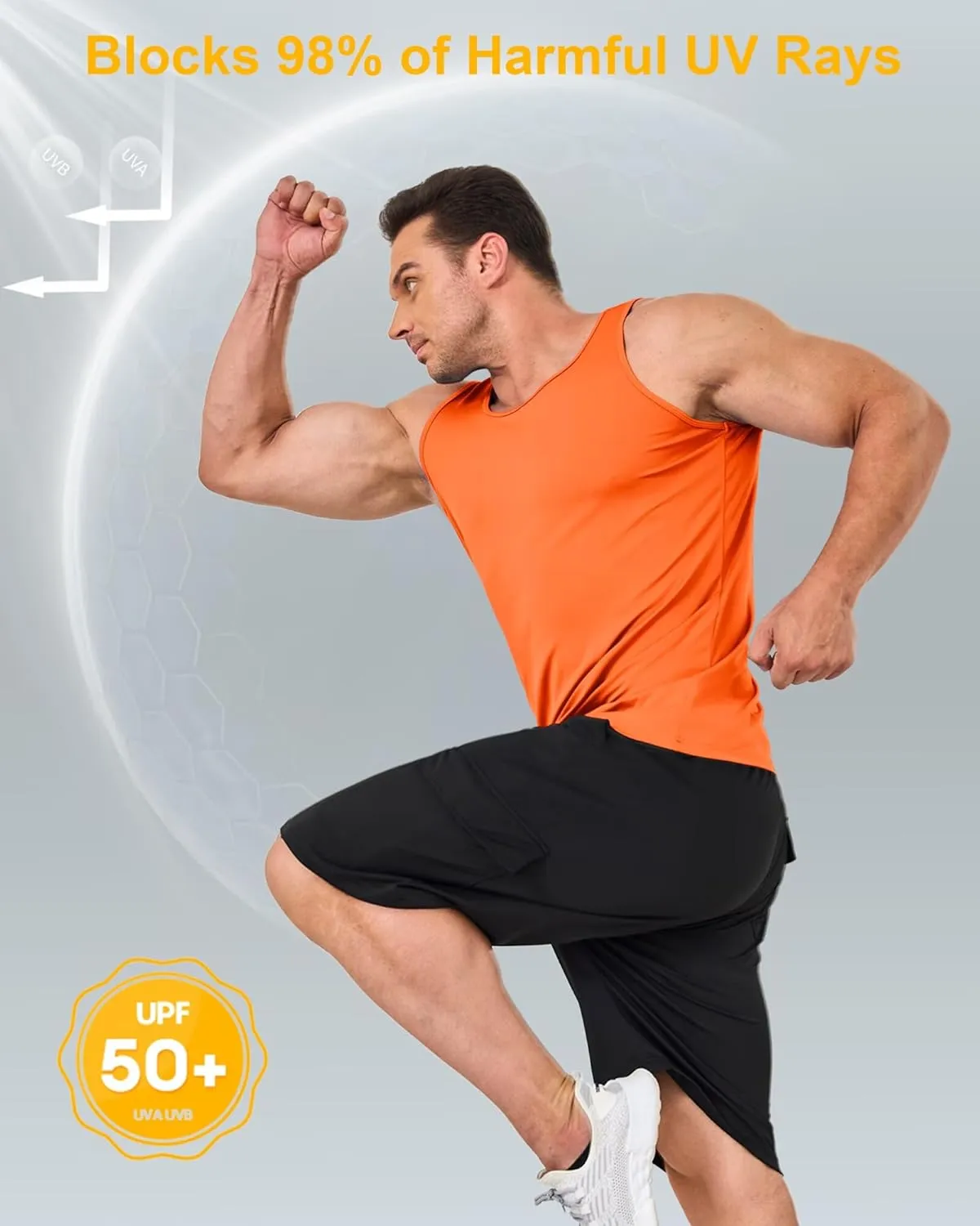 Boladeci Men's Tank Top Workout Athletic Quick Dry Lightweight Summer Beach Gym UPF 50  Sun Protection Sleeveless Shirts