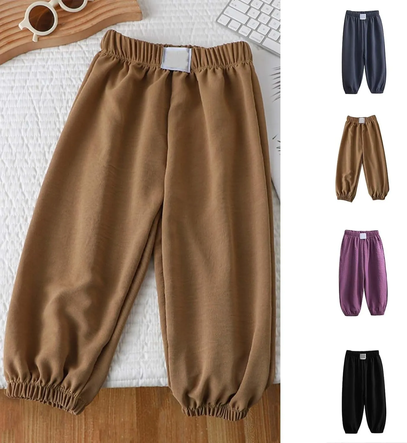 Boys Girls Baggy Sweatpants for Kids Wide Leg Pants Harem Pants Elastic Waist Joggers Cotton Trousers Summer Clothes