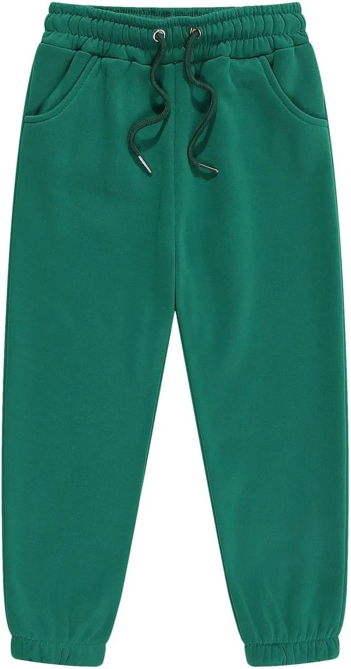 Boys Girls Sweatpants Solid Elastic Waist Baggy Joggers Kids Toddler Active Jogger Pants Cotton Sports Athletic Trousers
