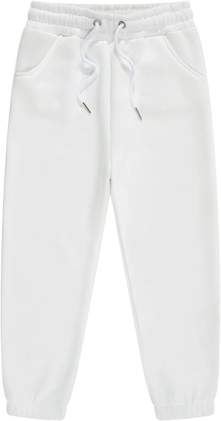 Boys Girls Sweatpants Solid Elastic Waist Baggy Joggers Kids Toddler Active Jogger Pants Cotton Sports Athletic Trousers