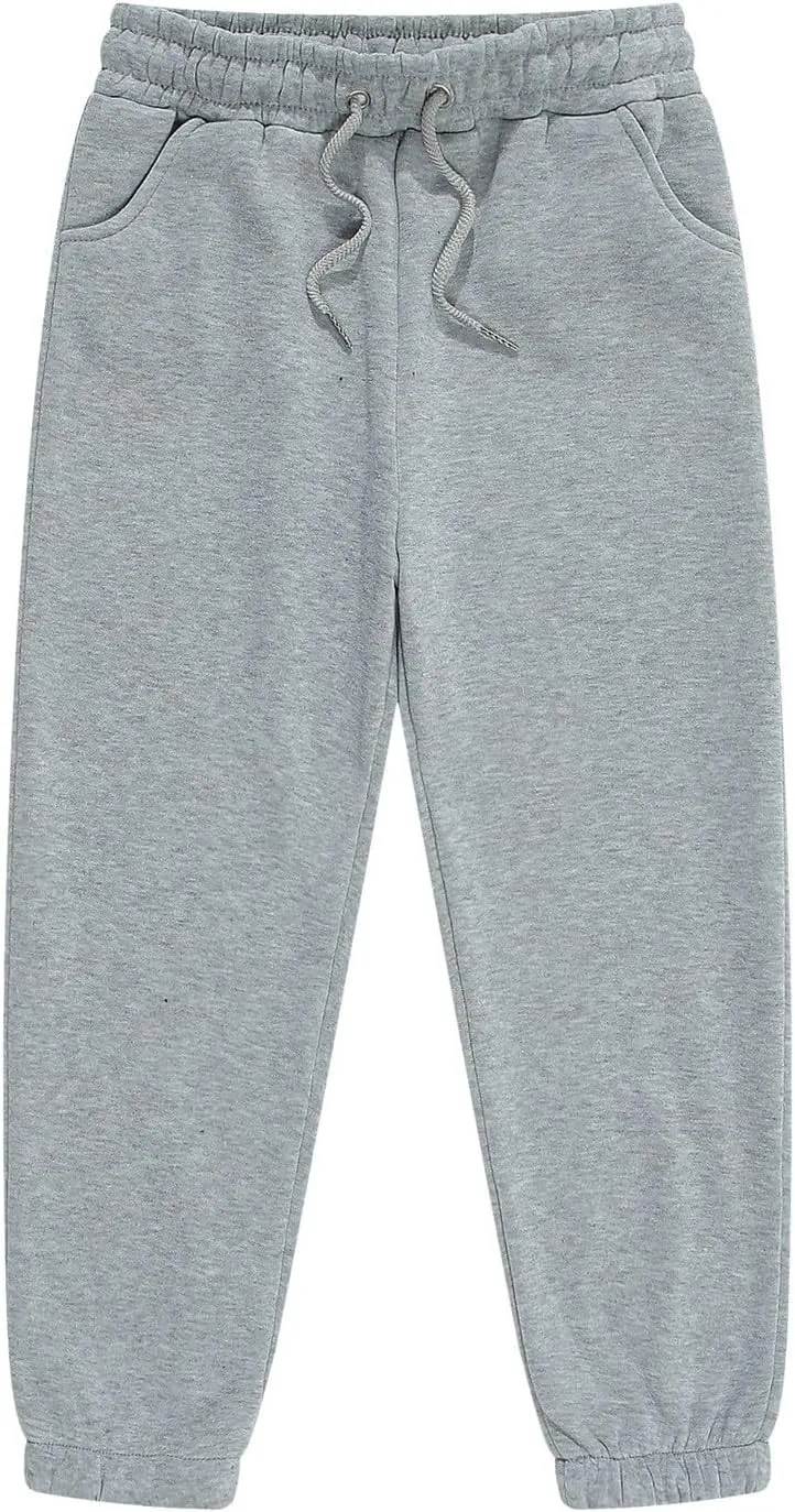 Boys Girls Sweatpants Solid Elastic Waist Baggy Joggers Kids Toddler Active Jogger Pants Cotton Sports Athletic Trousers