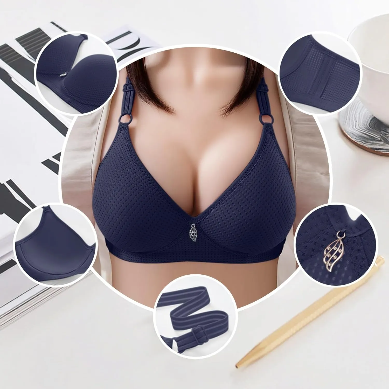 Bras for Older Women, 2025 New Wirefree Bra Stretchable Straps Bras Push Up Bra No Underwire Plus Size Bra