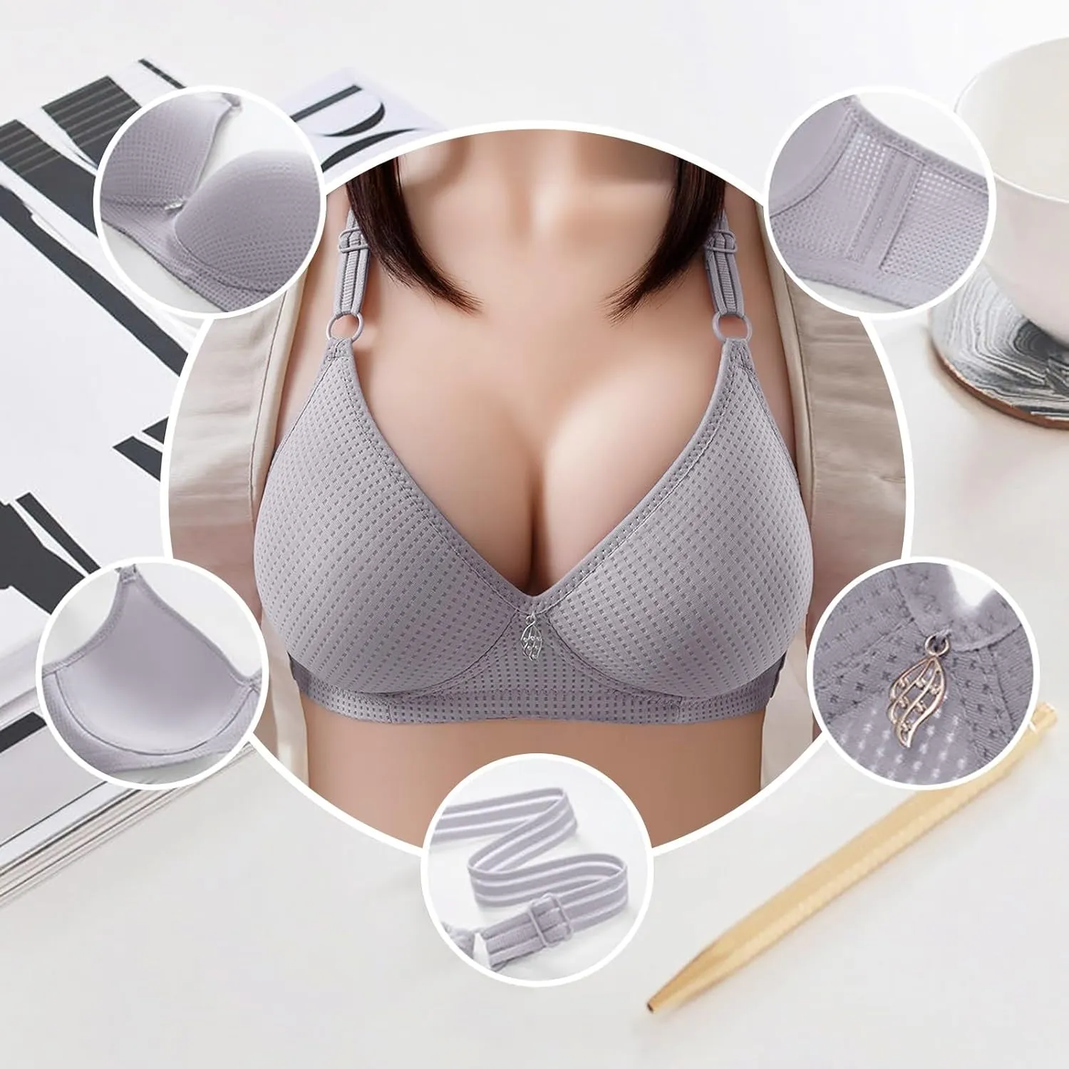 Bras for Older Women, 2025 New Wirefree Bra Stretchable Straps Bras Push Up Bra No Underwire Plus Size Bra