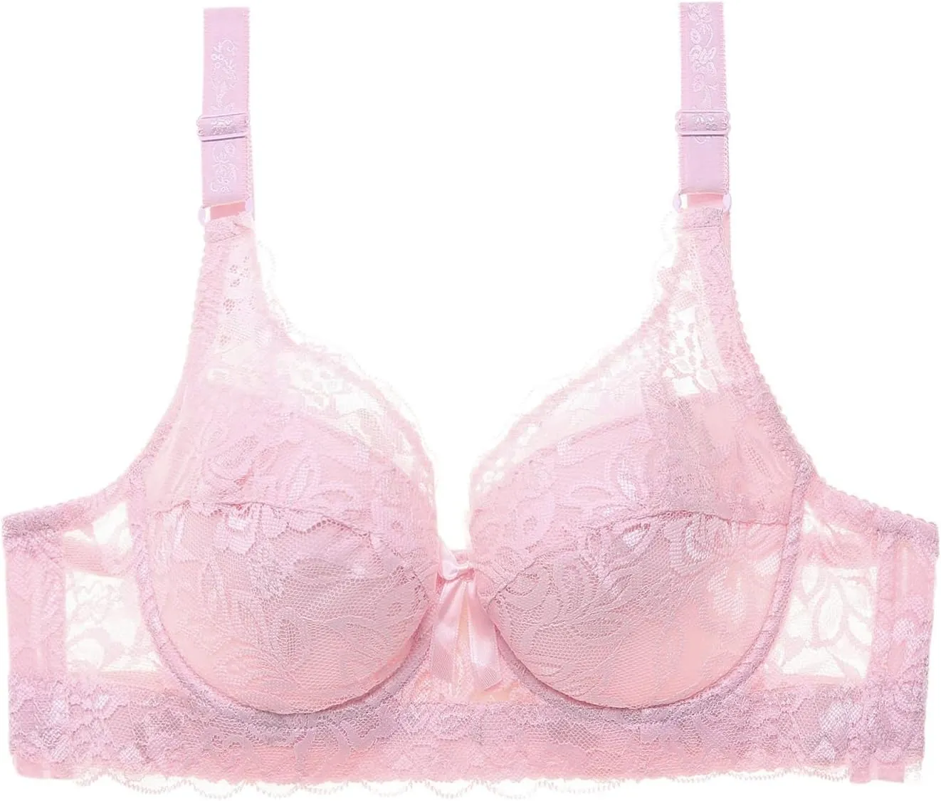 Breathable Lace Bras for Women, Full Coverage No Underwire Everyday Bralettes Comfortable Stretchable Straps Bra