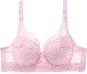 Breathable Lace Bras for Women, Full Coverage No Underwire Everyday Bralettes Comfortable Stretchable Straps Bra