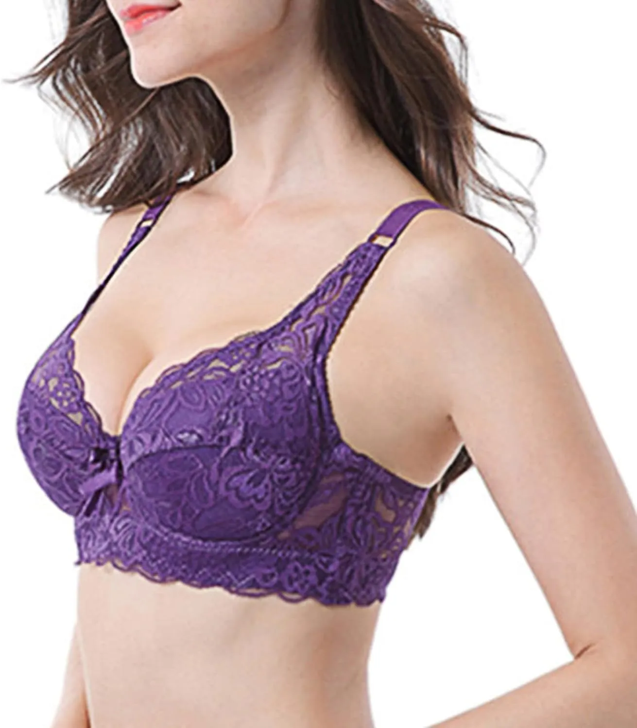 Breathable Lace Bras for Women, Full Coverage No Underwire Everyday Bralettes Comfortable Stretchable Straps Bra