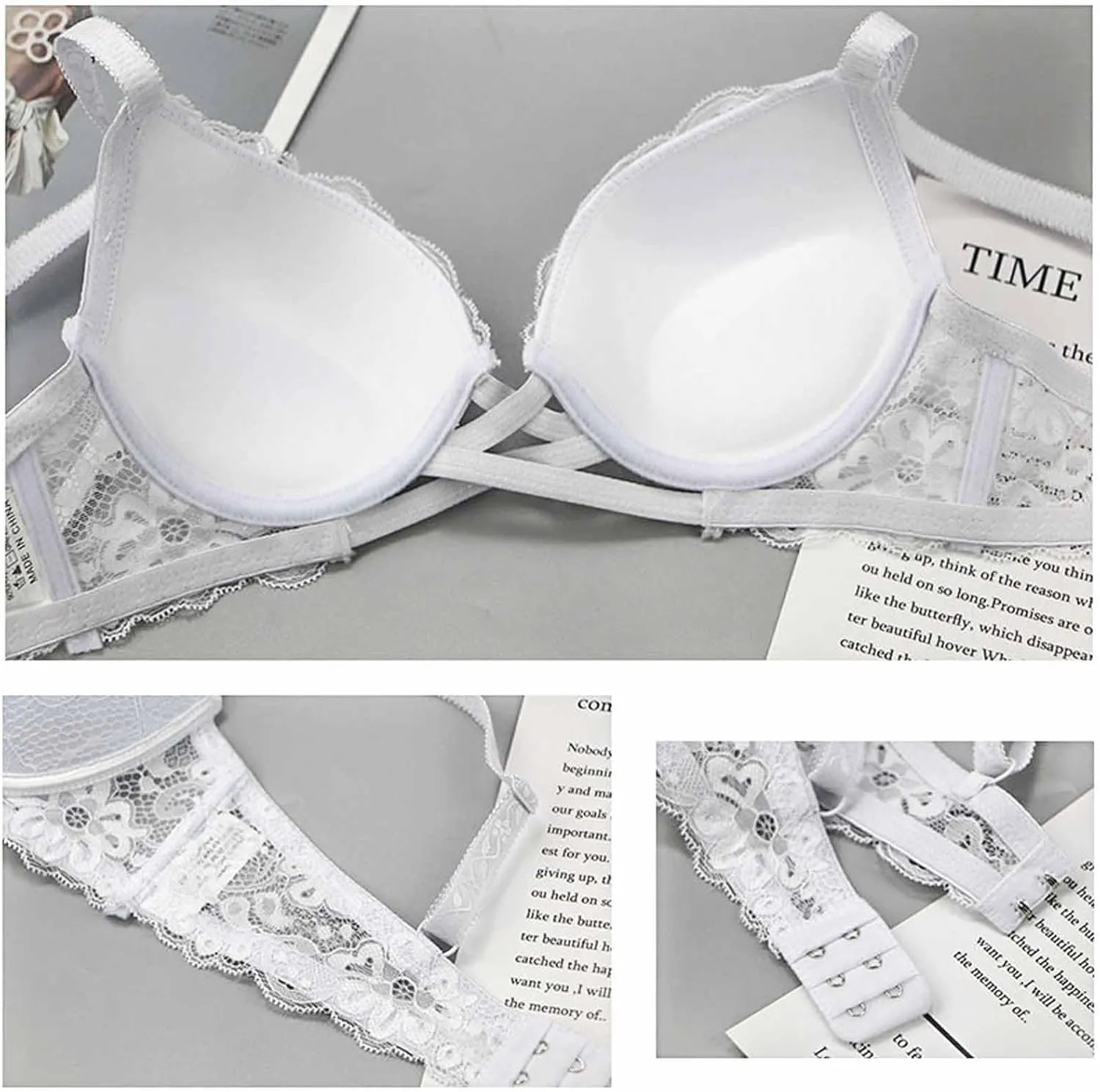 BTDECLAR Women Sexy Lingerie Set Full Coverage Push Up Lace Bralette Hipster Underwear See Through Underwire Bras Panty Set