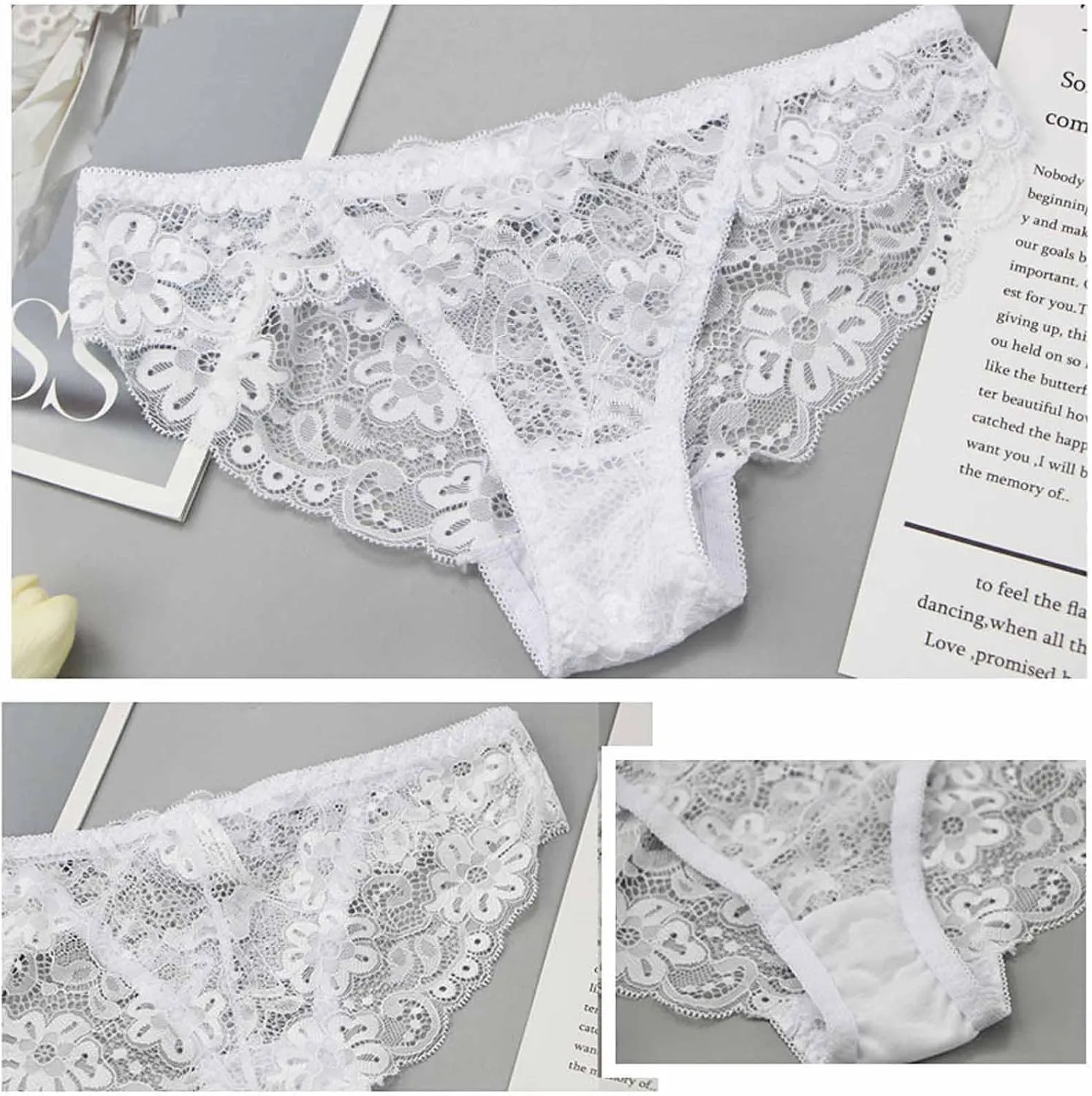 BTDECLAR Women Sexy Lingerie Set Full Coverage Push Up Lace Bralette Hipster Underwear See Through Underwire Bras Panty Set