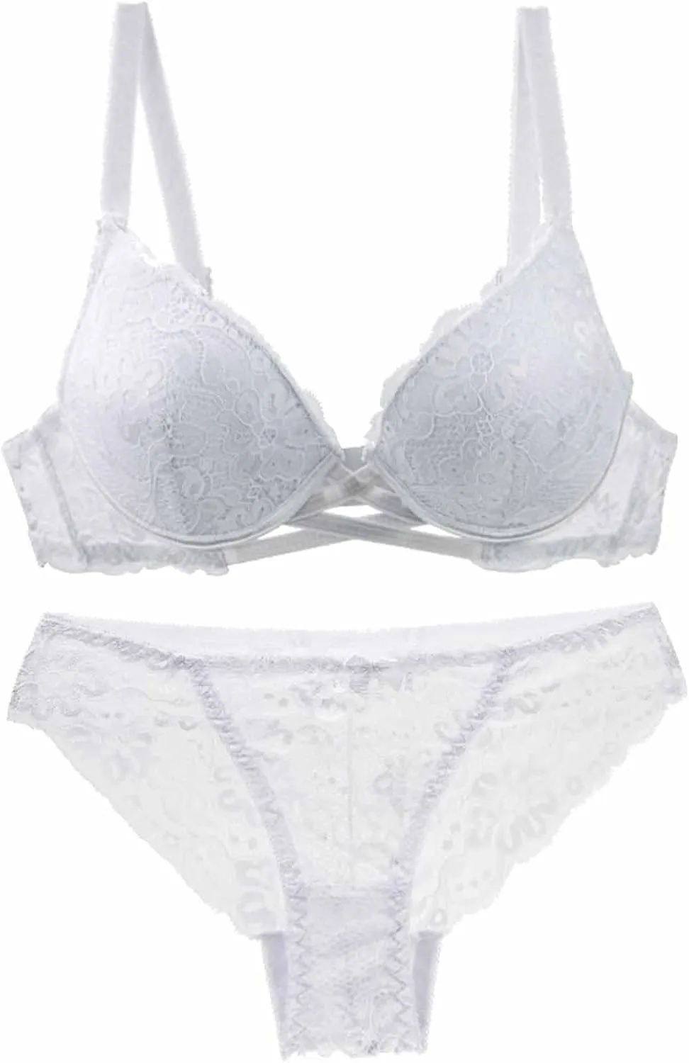 BTDECLAR Women Sexy Lingerie Set Full Coverage Push Up Lace Bralette Hipster Underwear See Through Underwire Bras Panty Set