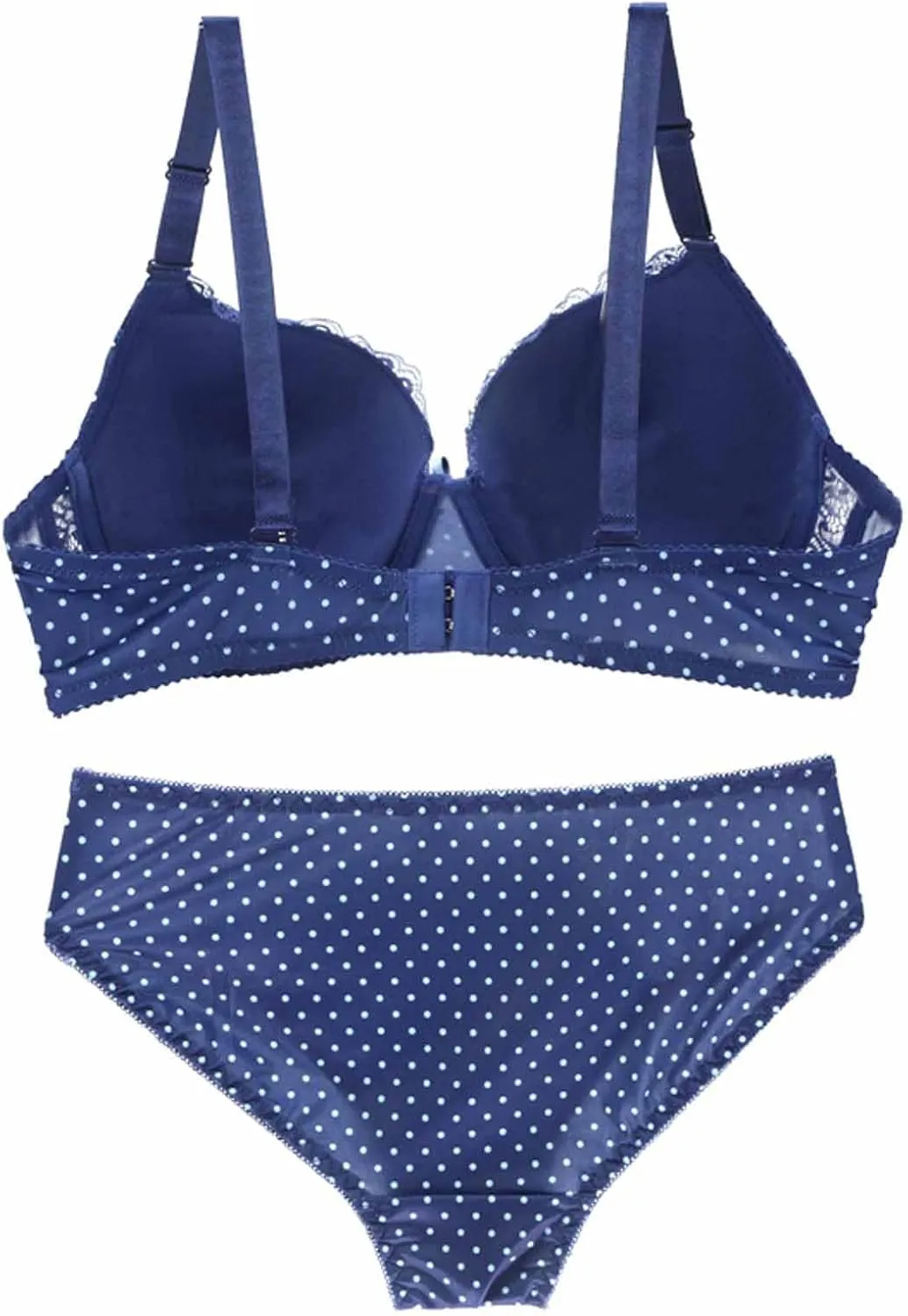 BTDECLAR Women Sexy Lingerie Set Polka Dots Lace Bralette Hipster Underwear Full Coverage Push Up Underwire Bras Panty Set
