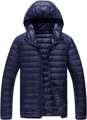 Bubble Jacket For Men With Hood Light Padded Packable Puffer Jacket Hooded Zip Up Lightweight Quilted Down Coat