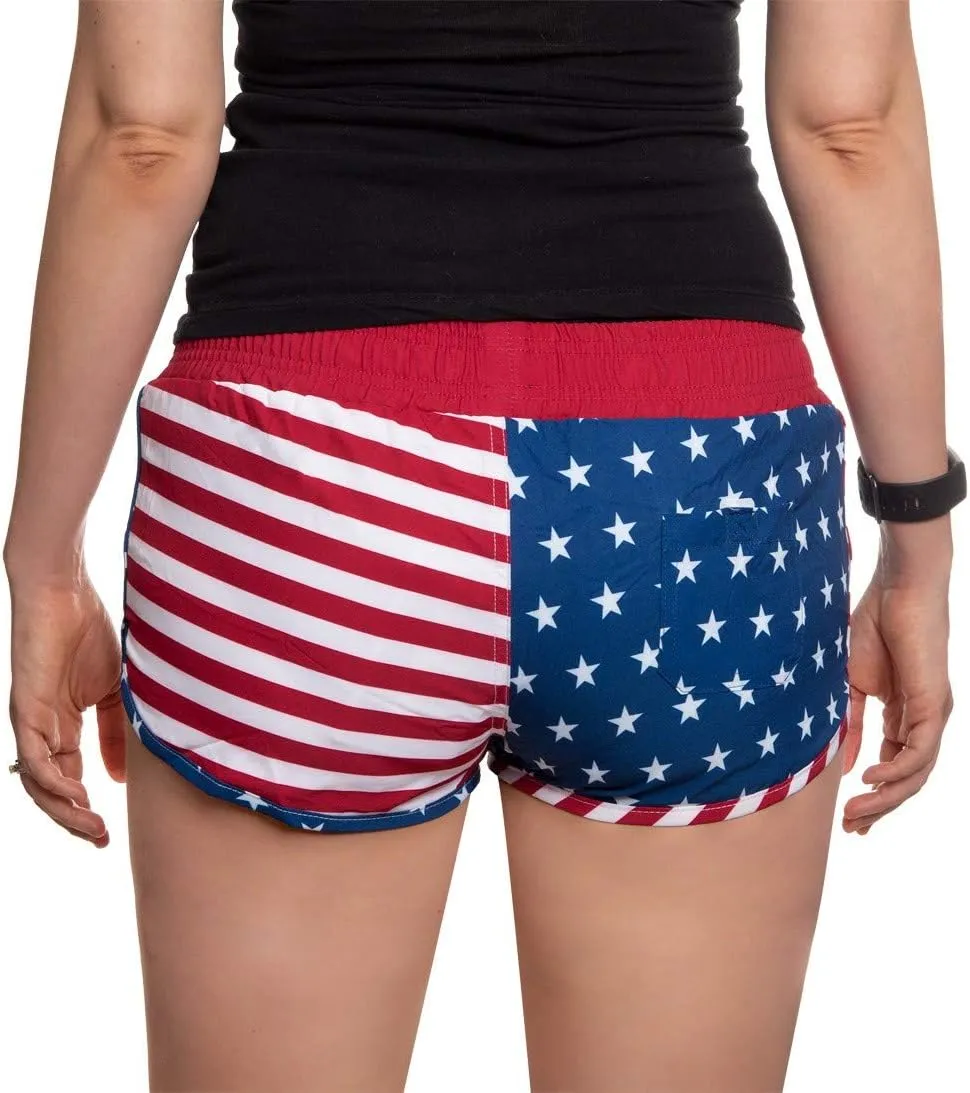 Calhoun USA American Flag Womens Printed Shorts