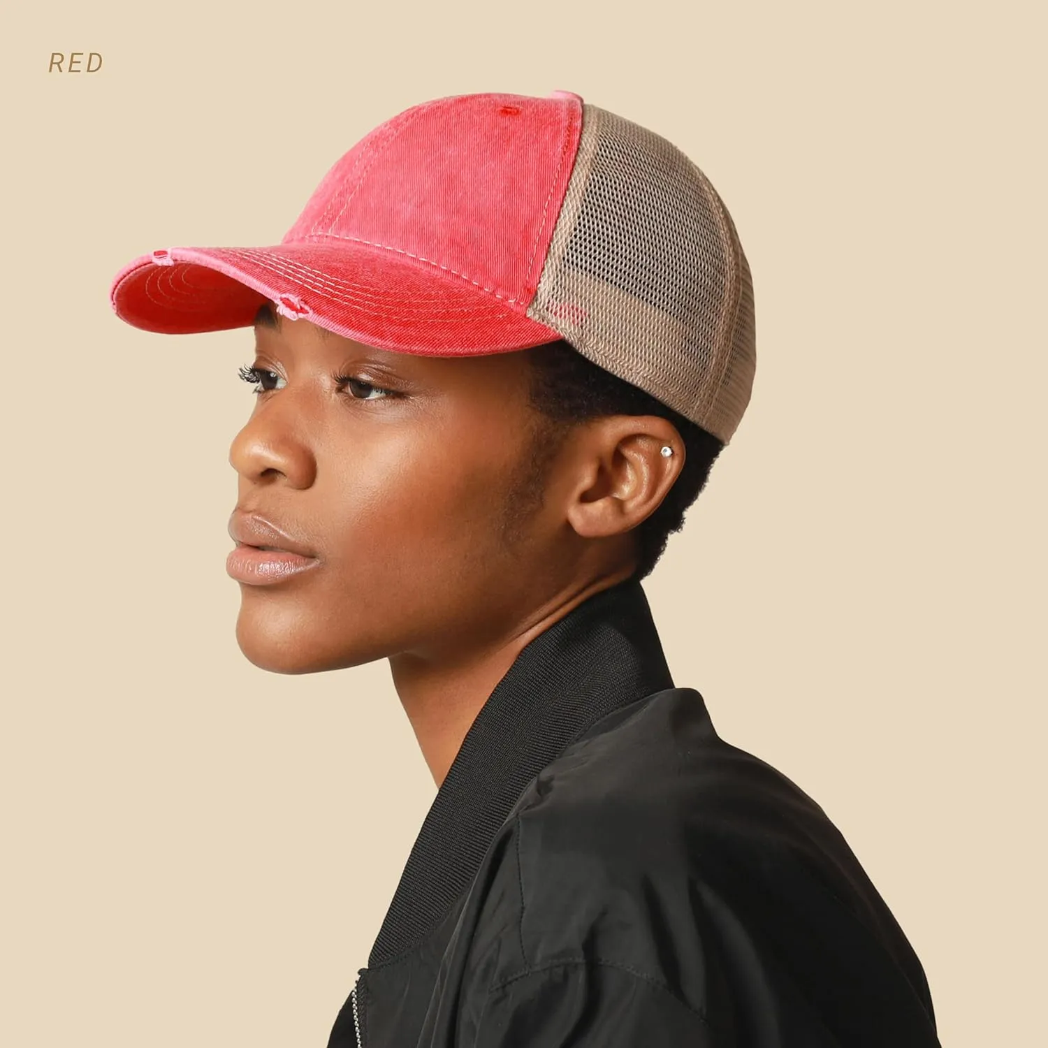 CHOK.LIDS Everyday Premium Washed Trucker Hat Unstructured Distressed Pigment Dyed Cap Adjustable Outdoor Headwear