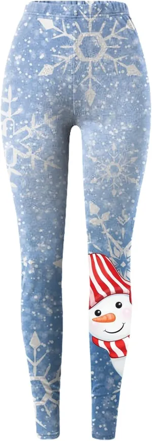 Christmas Leggings for Women Slim Printed Elastic Long Boot Pants Pants Buttery Soft Printed Tights Christmas Flare