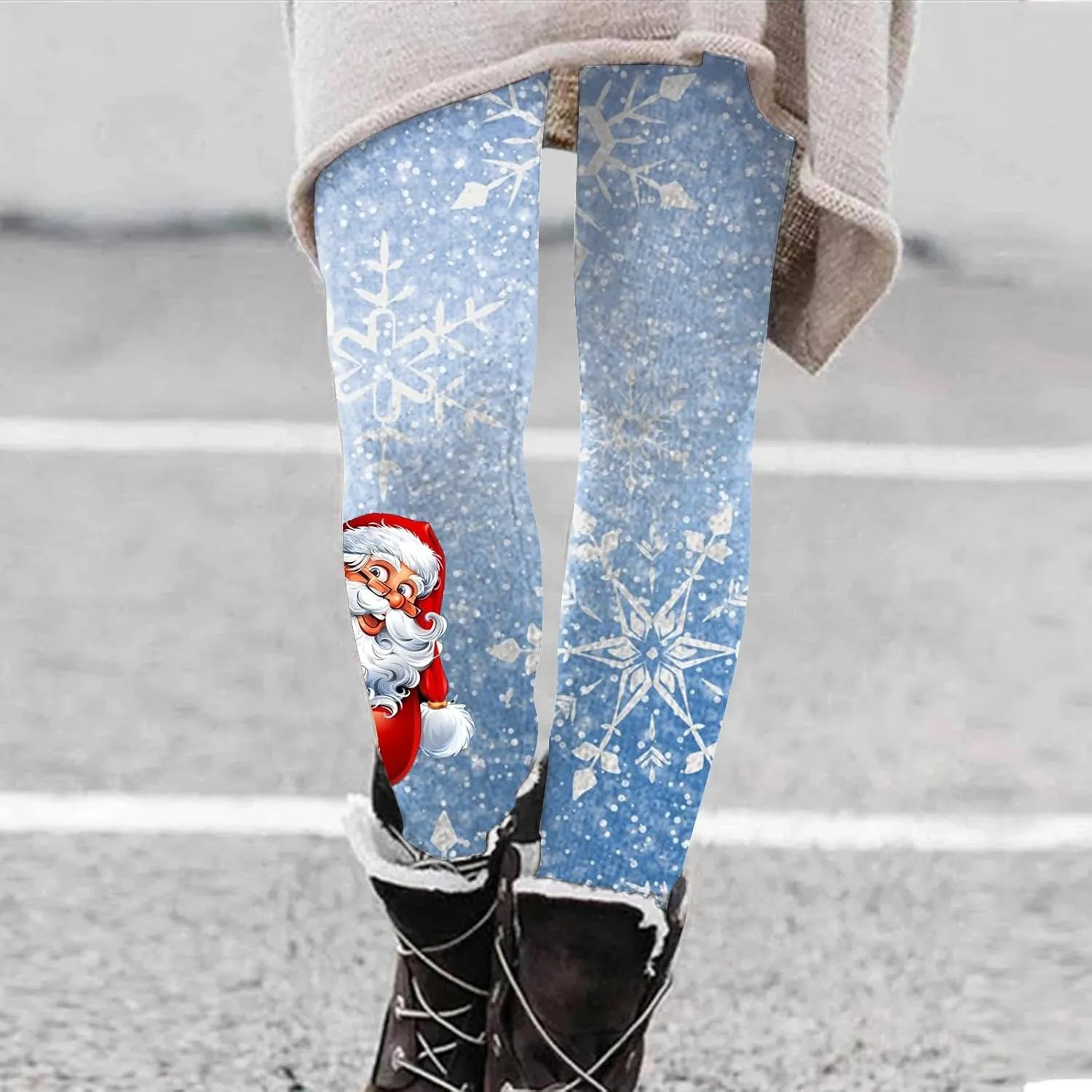 Christmas Leggings for Women Slim Printed Elastic Long Boot Pants Pants Buttery Soft Printed Tights Christmas Flare