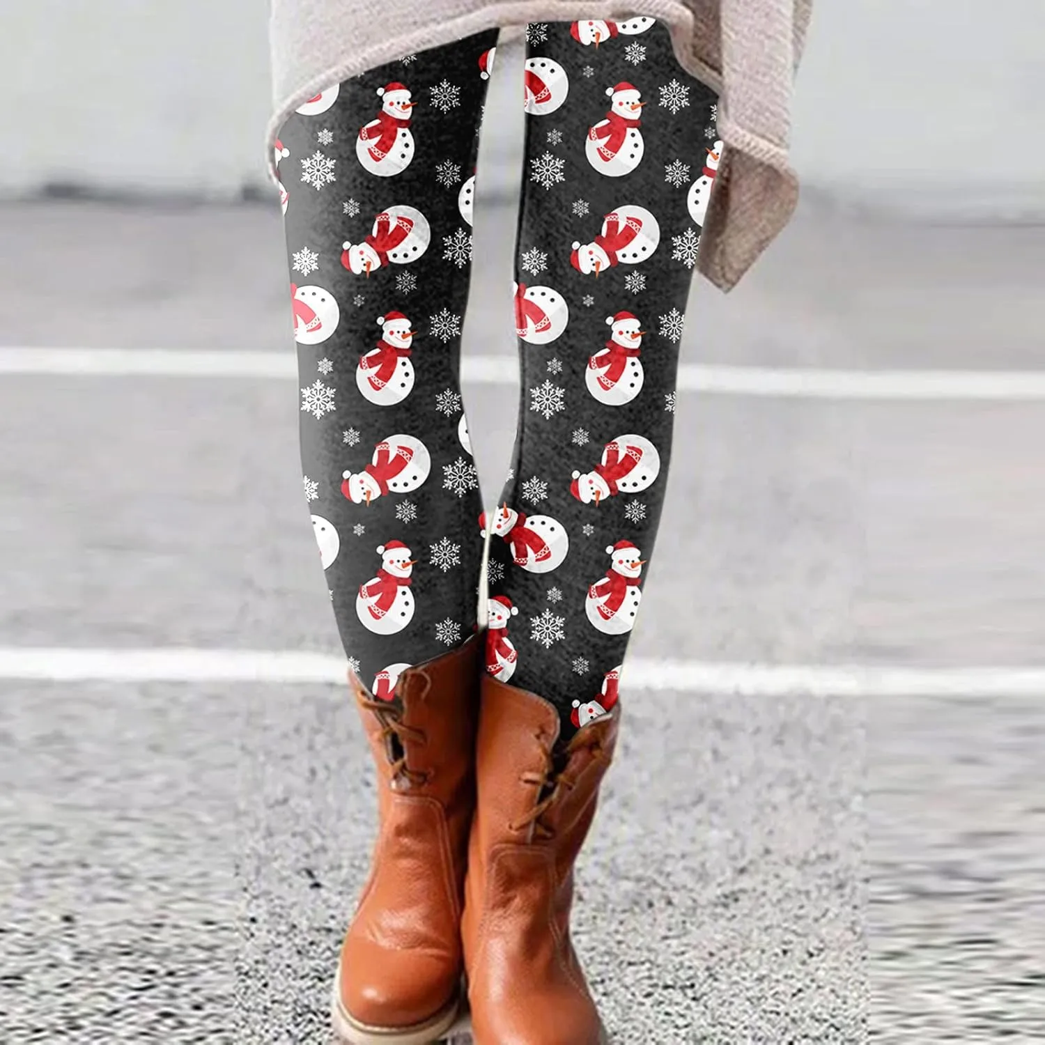 Christmas Leggings for Women Slim Printed Elastic Long Boot Pants Pants Buttery Soft Printed Tights Christmas Flare