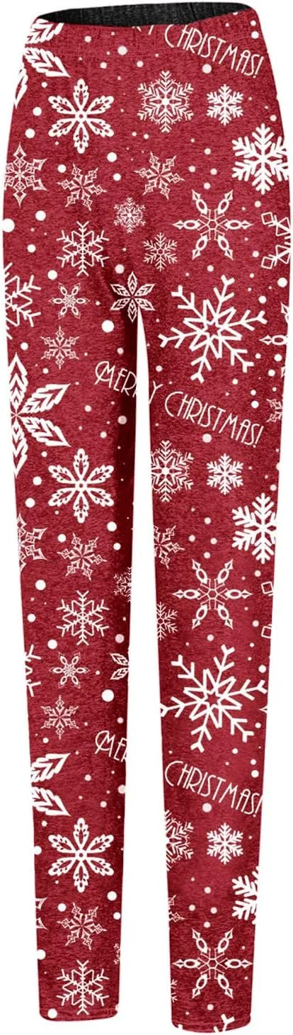 Christmas Leggings for Women Slim Printed Elastic Long Boot Pants Pants Buttery Soft Printed Tights Christmas Flare
