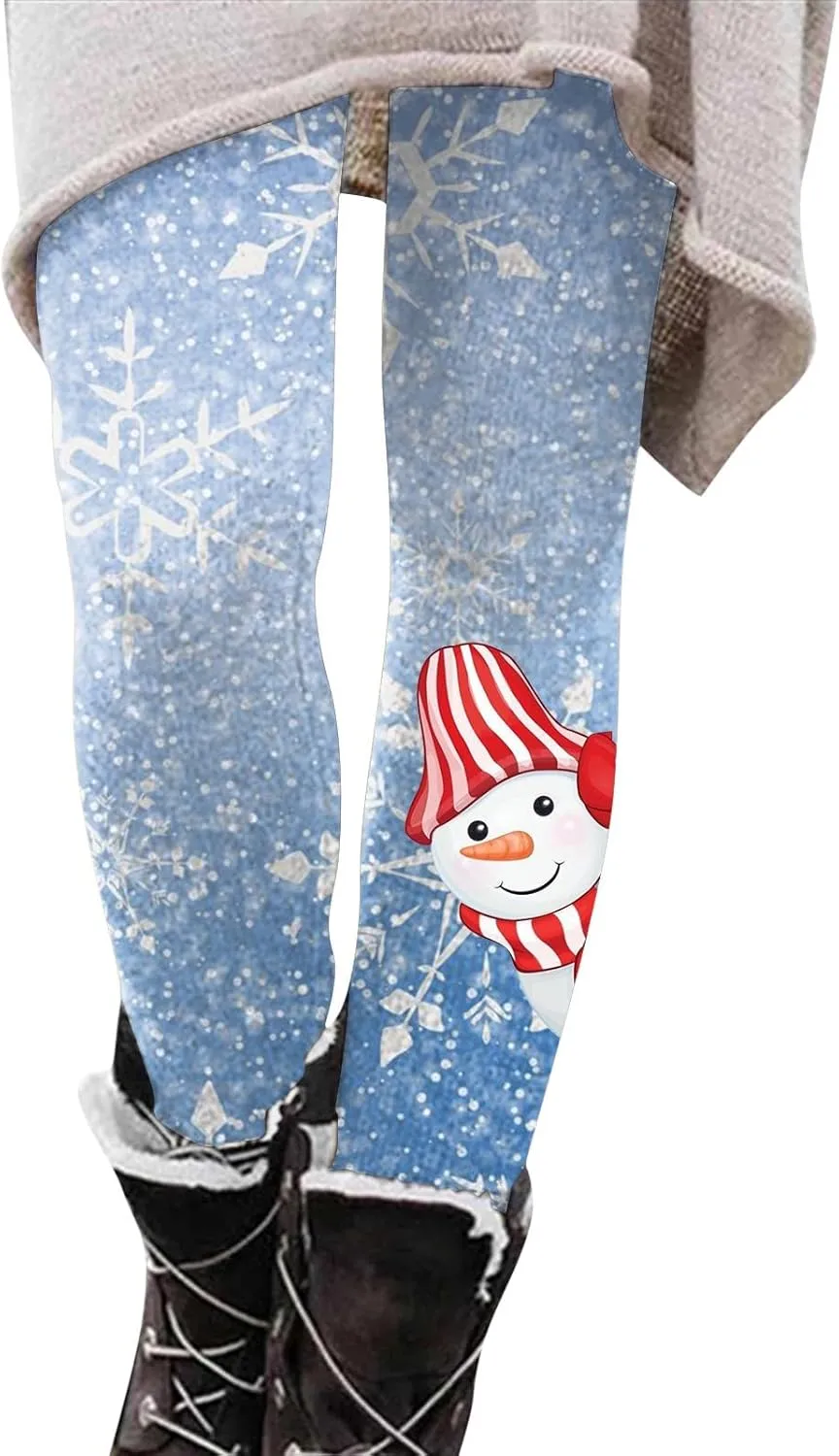 Christmas Leggings for Women Slim Printed Elastic Long Boot Pants Pants Buttery Soft Printed Tights Christmas Flare